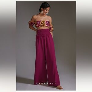 NWT Anthropologie Smocked Gauzy Wide-Leg Pants Size XXS Petite